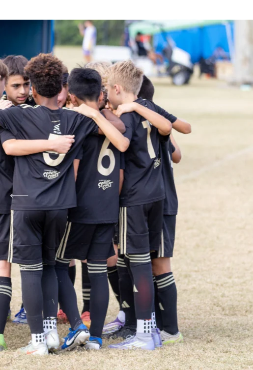 Soccer team huddle